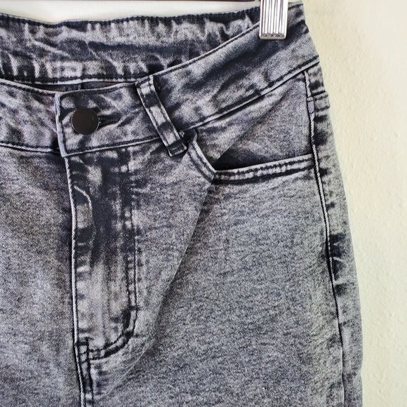 SHEIN Womens Grey Black Acid Wash High-Waisted High Stretch Skinny Jeans - Picture 4 of 10